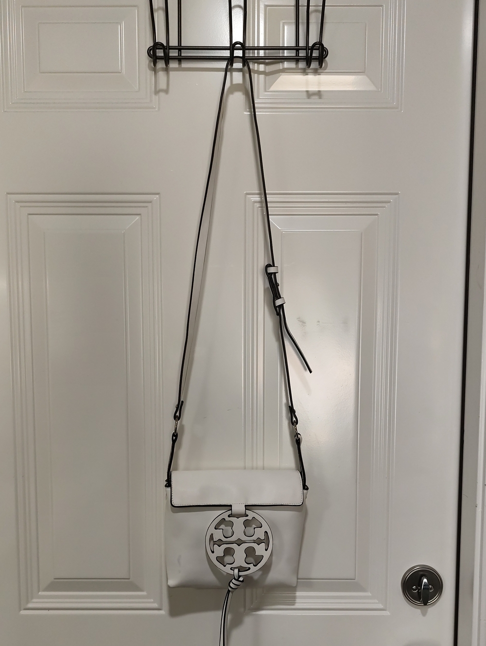 Tory Burch White Leather Crossbody with Logo Medallion